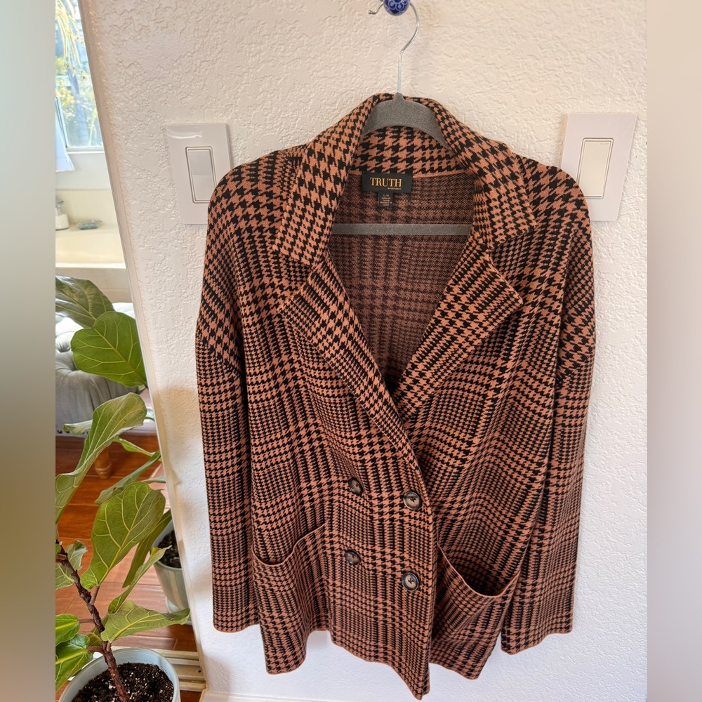 Truth By Republic Houndstooth Button Front Cardig… - image 1